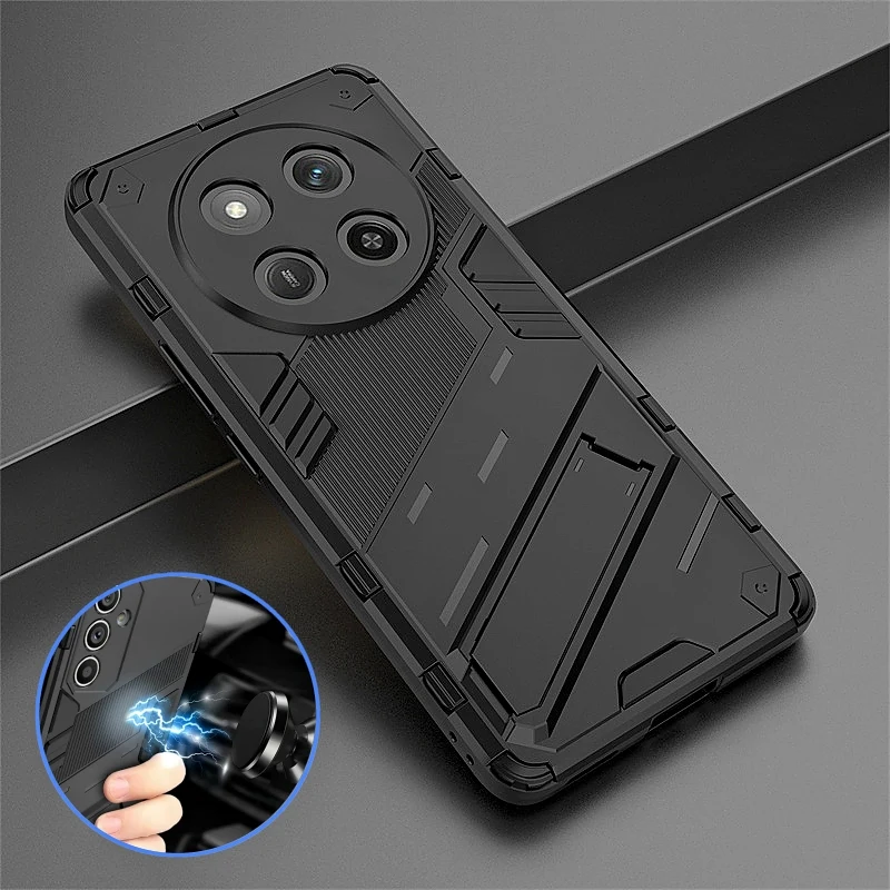 Shockproof Armor Phone Case with Magnetic Holder and Kickstand - Durable PC Back Cover
