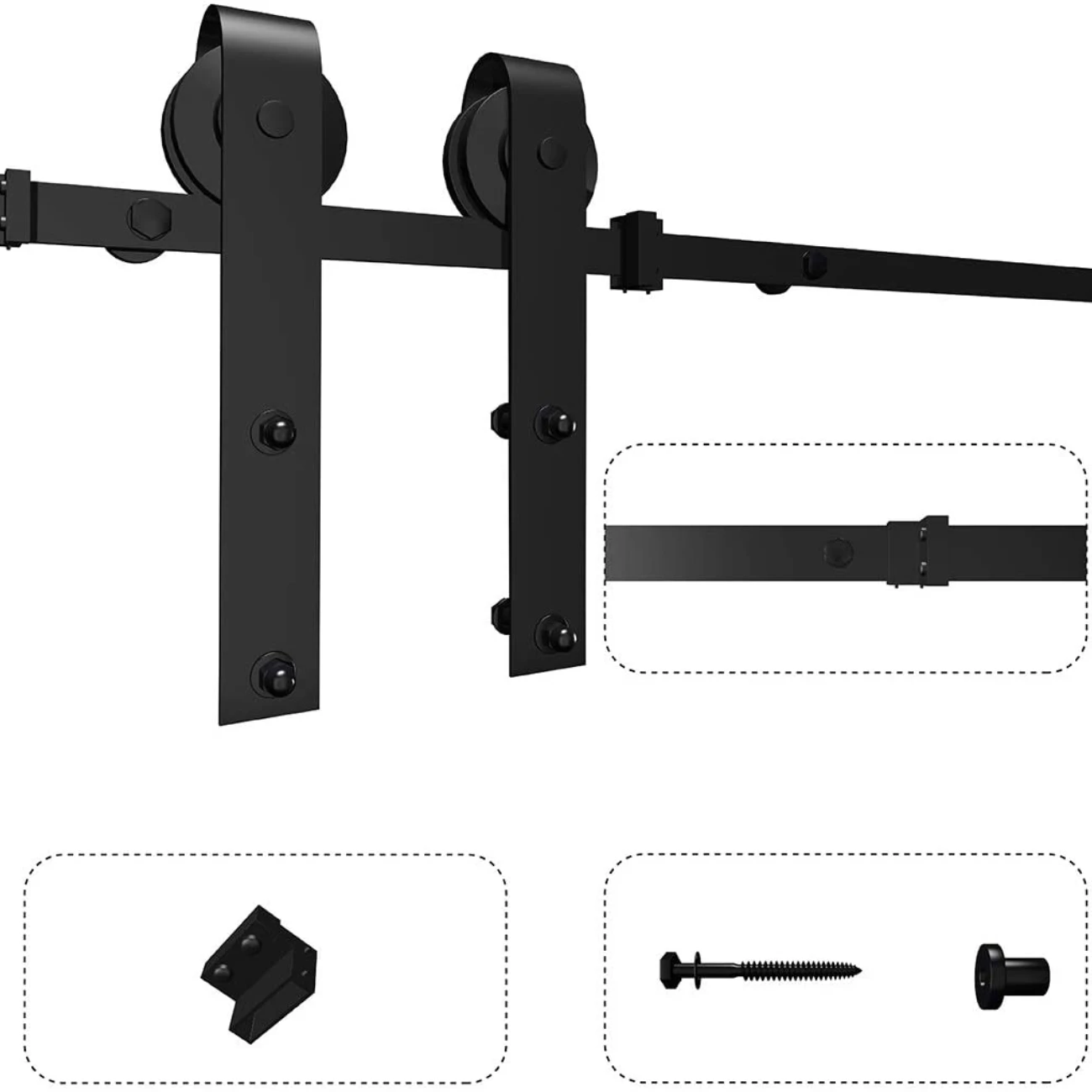 Sliding Barn Door Guide 6/6.6ft Sliding Barn Door Hardware Kit Mechanism Antique Upgraded Version Carbon Steel Fit 45"-48" Panel Interior Doors
