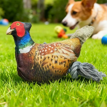 Peluche per cani e gatti: fagiano realistico, giocattolo annodato antistrappo, giocattolo compagno lavabile e interattivo per animali domestici