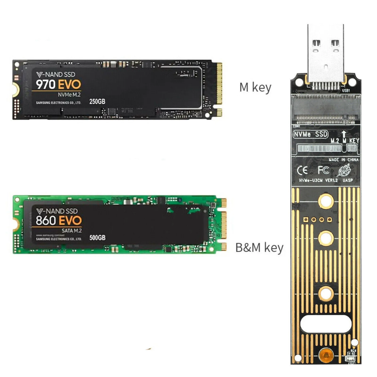 NVME to USB 3.1 USB-A M2 SSD , NVMe Ŭ, M.2 to USB 3.1 , PCIe NVMe  M Ű B + M Ű SSD ϵ ̺