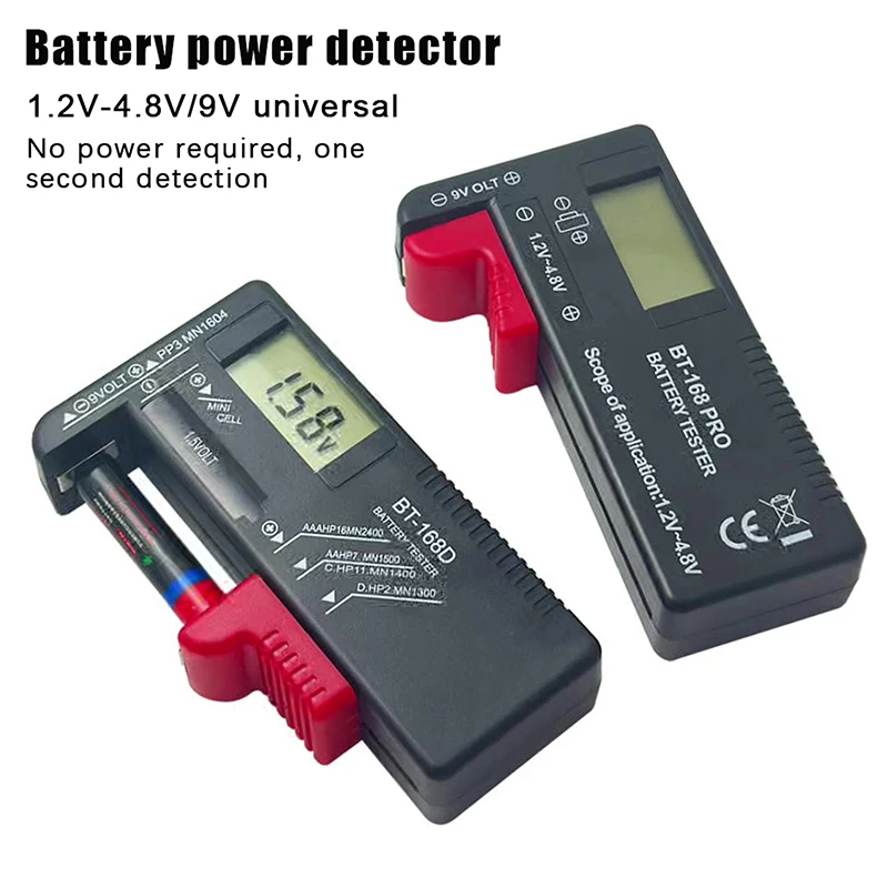 BT-168D 배터리 테스터 범용 디지털 LCD 테스터 AA AAA CD 9V 1.5V 버튼 셀 전압 배터리 전압 테스터