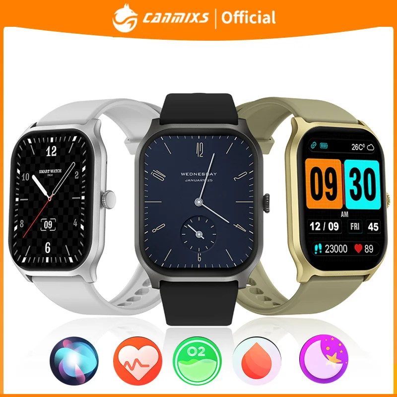 Canmixs Smart Watch Men Impermeabile Bluetooth Call Smartwatch Sport Fitness Tracker Sleep Heart Monitor Smartwatch Per Android