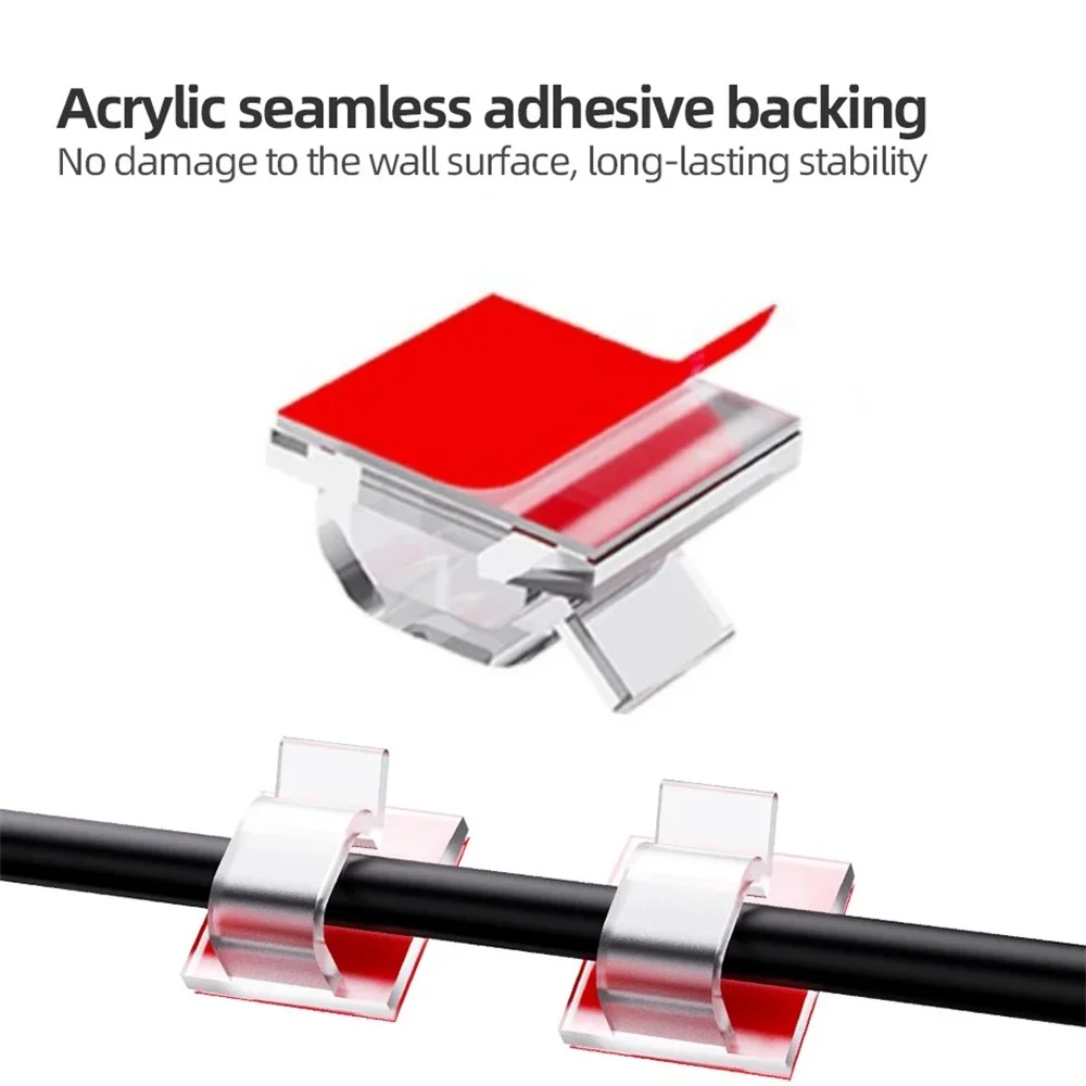 50PCS Cable Management Clip Block Line Clamp Arrangement Protector Fixations Cord Holder Clearance Winder Clips Attache Home