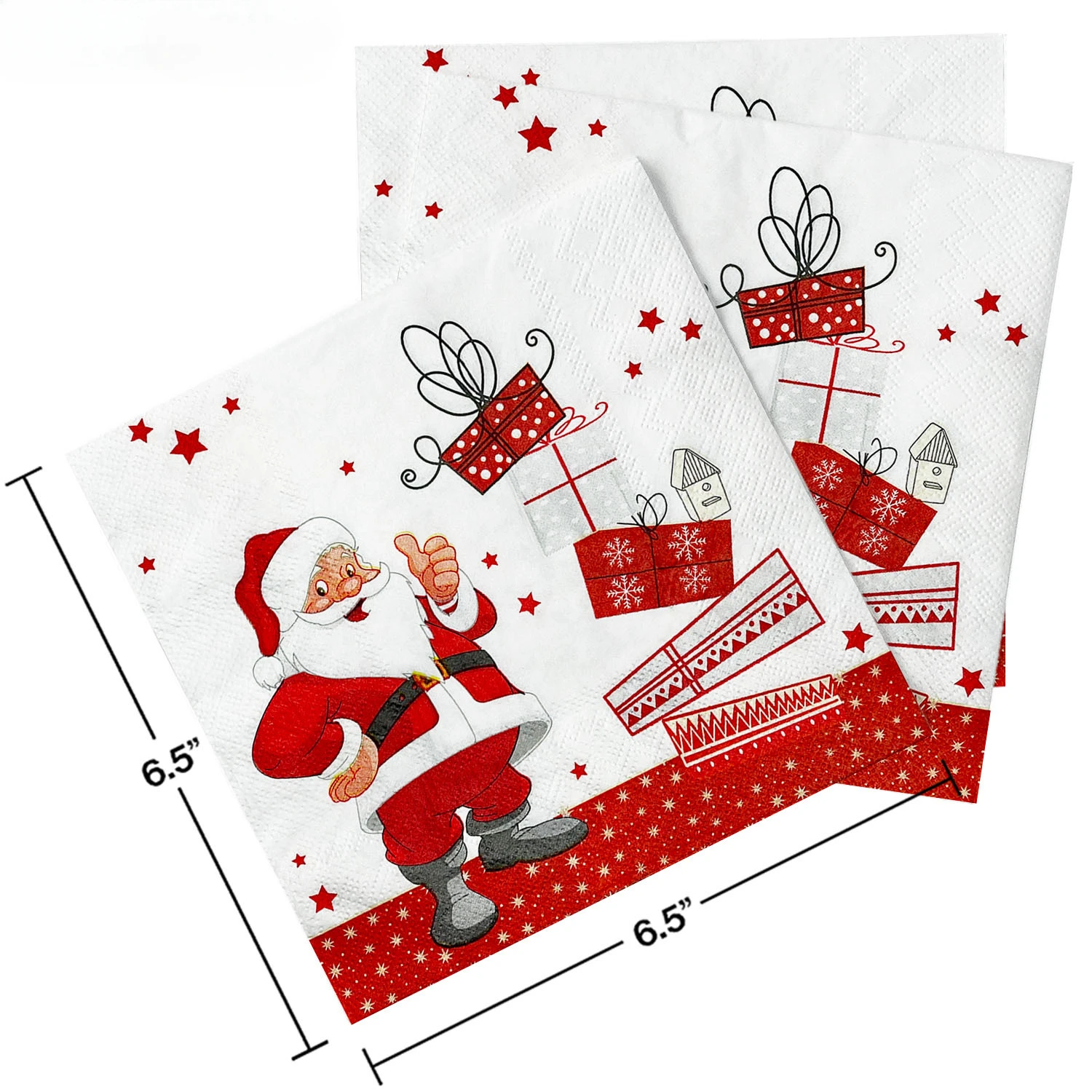 10packsWhite Background Christmas Gift Two-layer and Three-layer Printing Food-grade Full-page Printing Santa Claus Gift Tissue