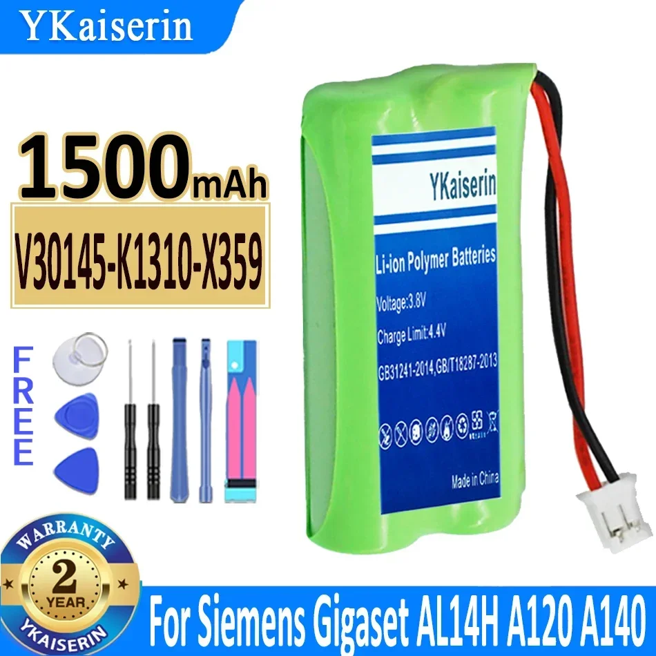 

YKaiserin V30145-K1310-X359 1500mAh Battery For SIEMENS Gigaset AL14H T382 A120 A140 AS140 (V30145-K1310-X383 V30145-K1310-X359