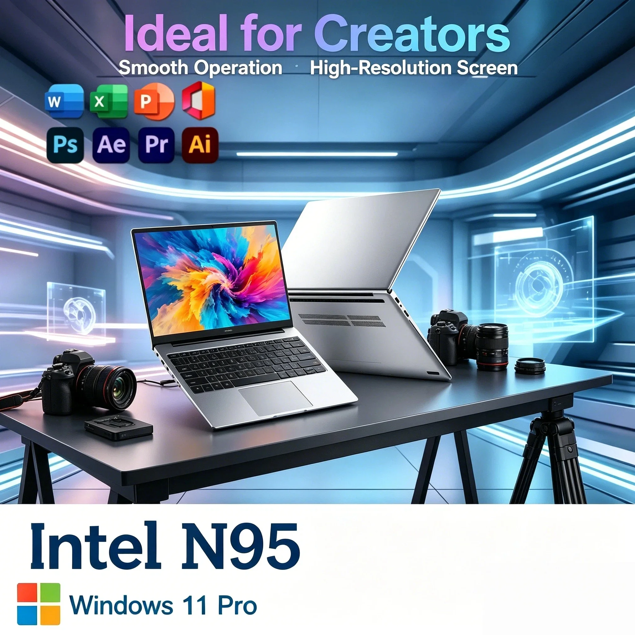 14.1인치 노트북 인텔 N95 윈도우 11 프로 32GB 램 1TB/2TB SSD 1920x1080 휴대용 노트북 PC 사무용/학습용 컴퓨터 프로