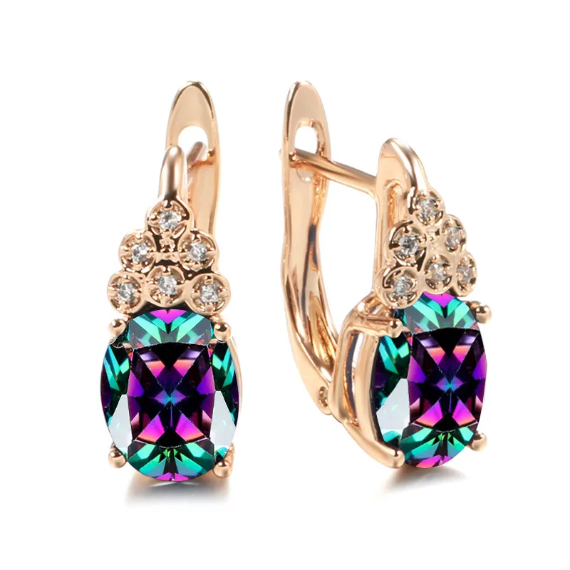 Simple Trendy Black Zircon Hoop Earrings Luxury Crystal Multicolor Stone Earrings Charm Gold Color Engagement Earrings For Women