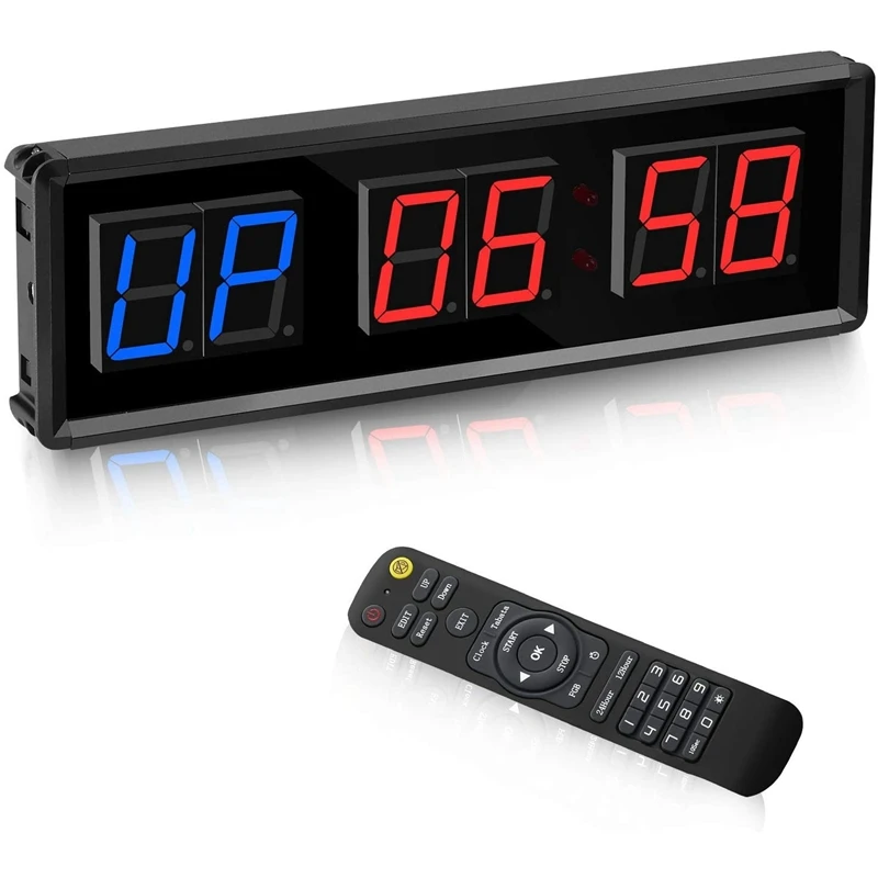 

New Gym Timer,LED Interval Timer Digital Countdown Wall Clock Fitness Timer,1.5Inch Digits Down/Up Clock Stopwatch For Home