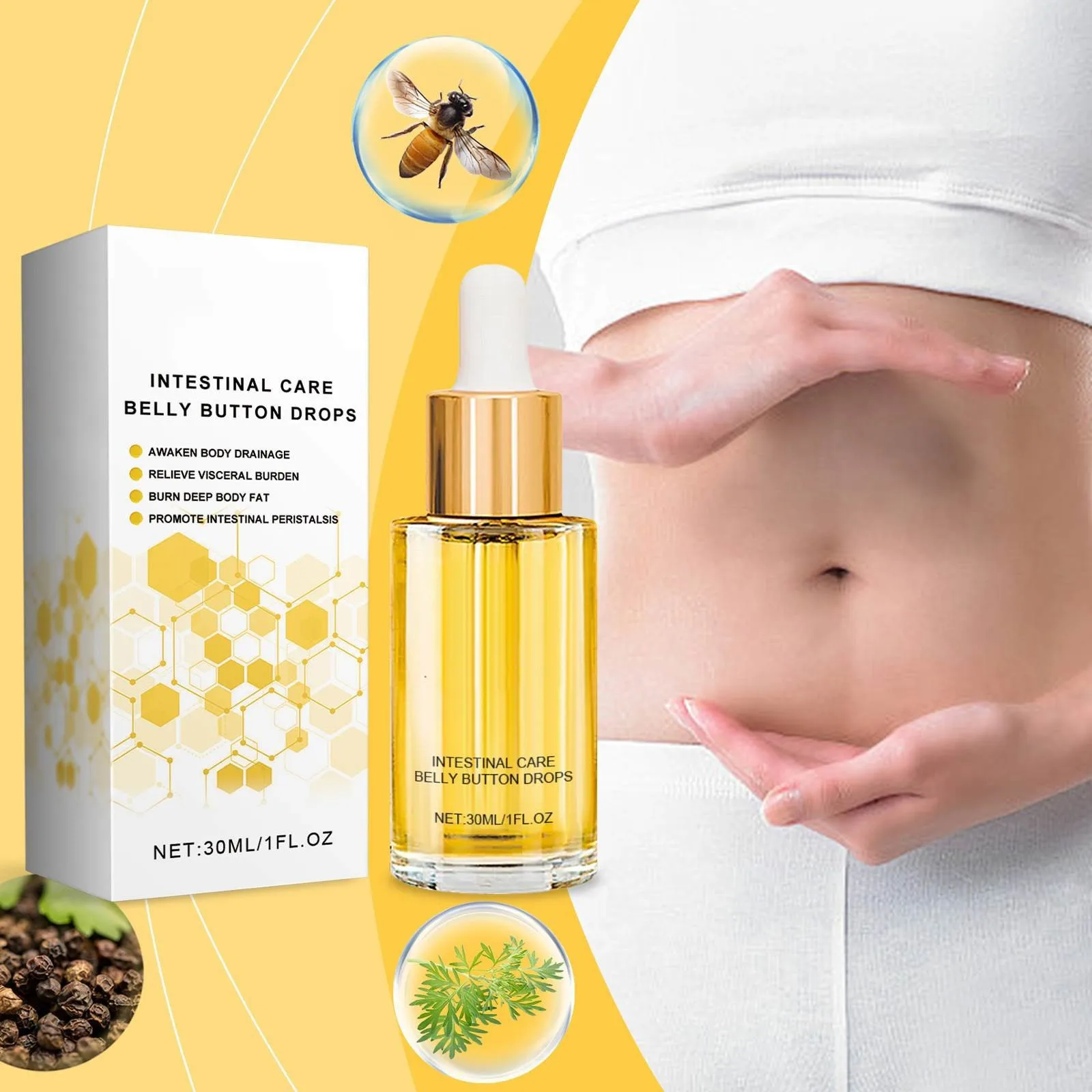 Bee Intestinal Navel Drops 30ml slimming navel sticker For Navel Firming And Shaping
