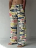 Fashion new simple pattern printed men's casual pants comfortable bamboo linen handsome straight pants loose daily leisure 3