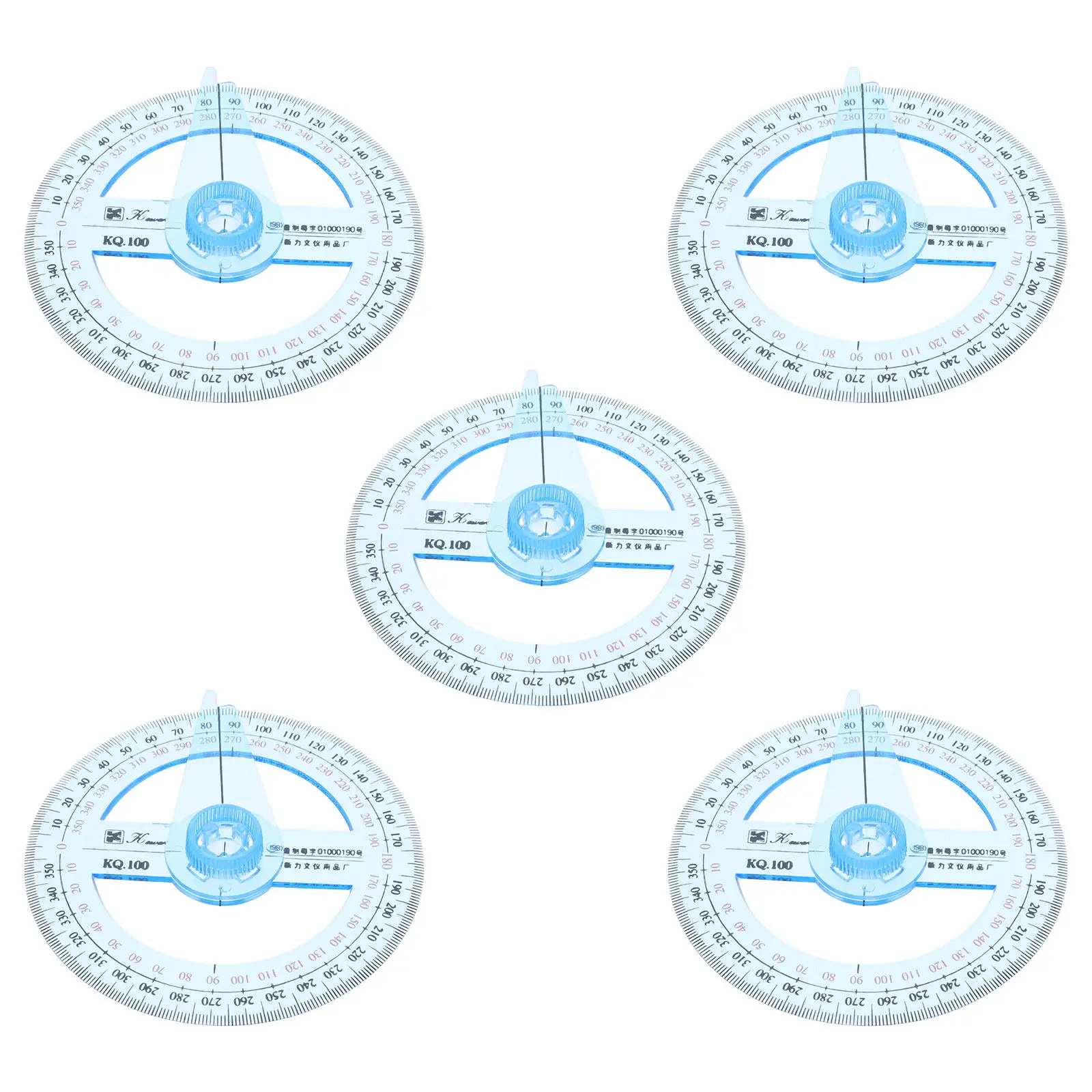 5Pcs 360도 각도기 학교 교실 제도 도구 엔지니어링 측정을 위한 플라스틱 원형 기하학 각도기