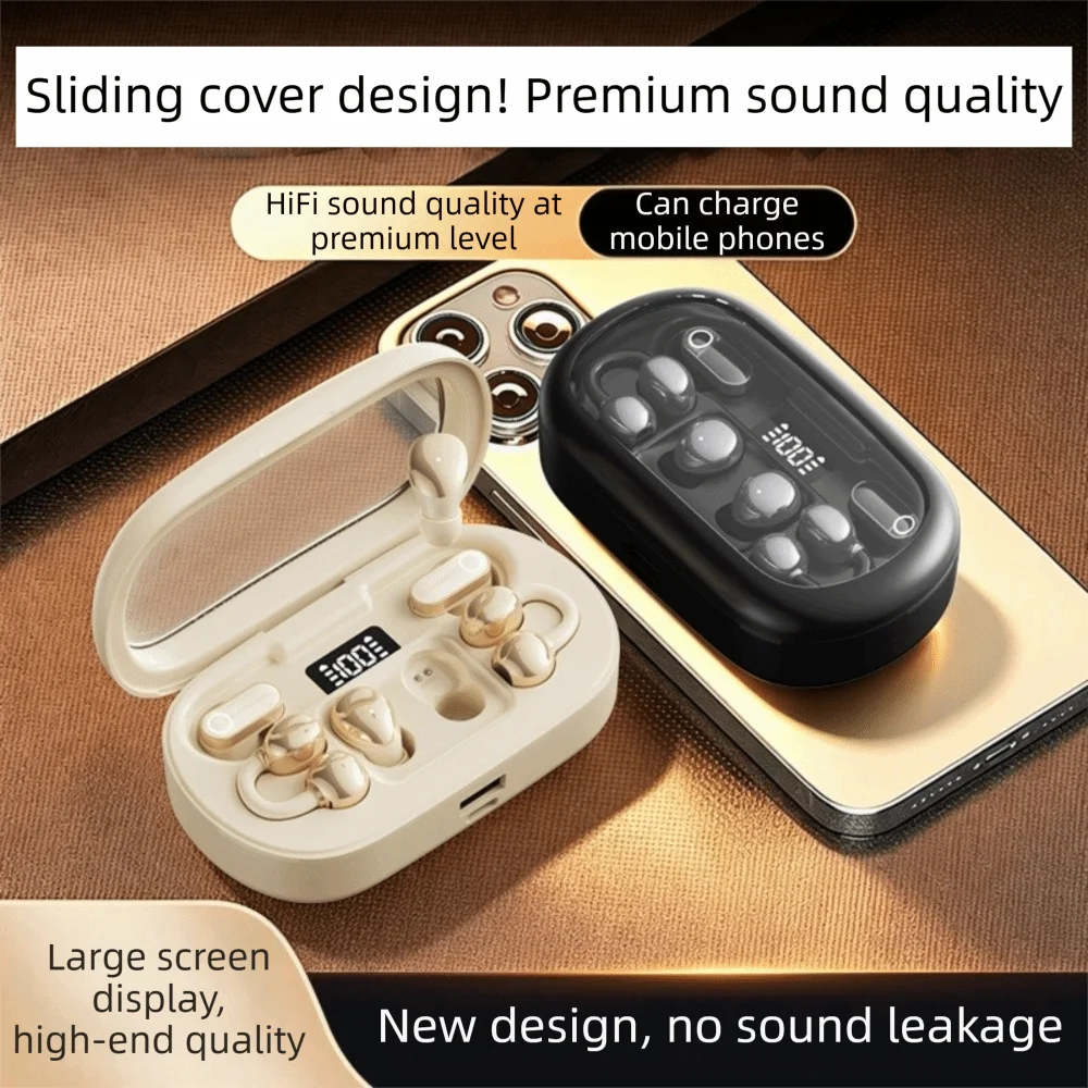 Semi-in-ear Wireless Earbuds Heavy Bass Noise Reduction Bluetooth Earphones HiFi Sound Low-delay Clip On Earphones Sleep