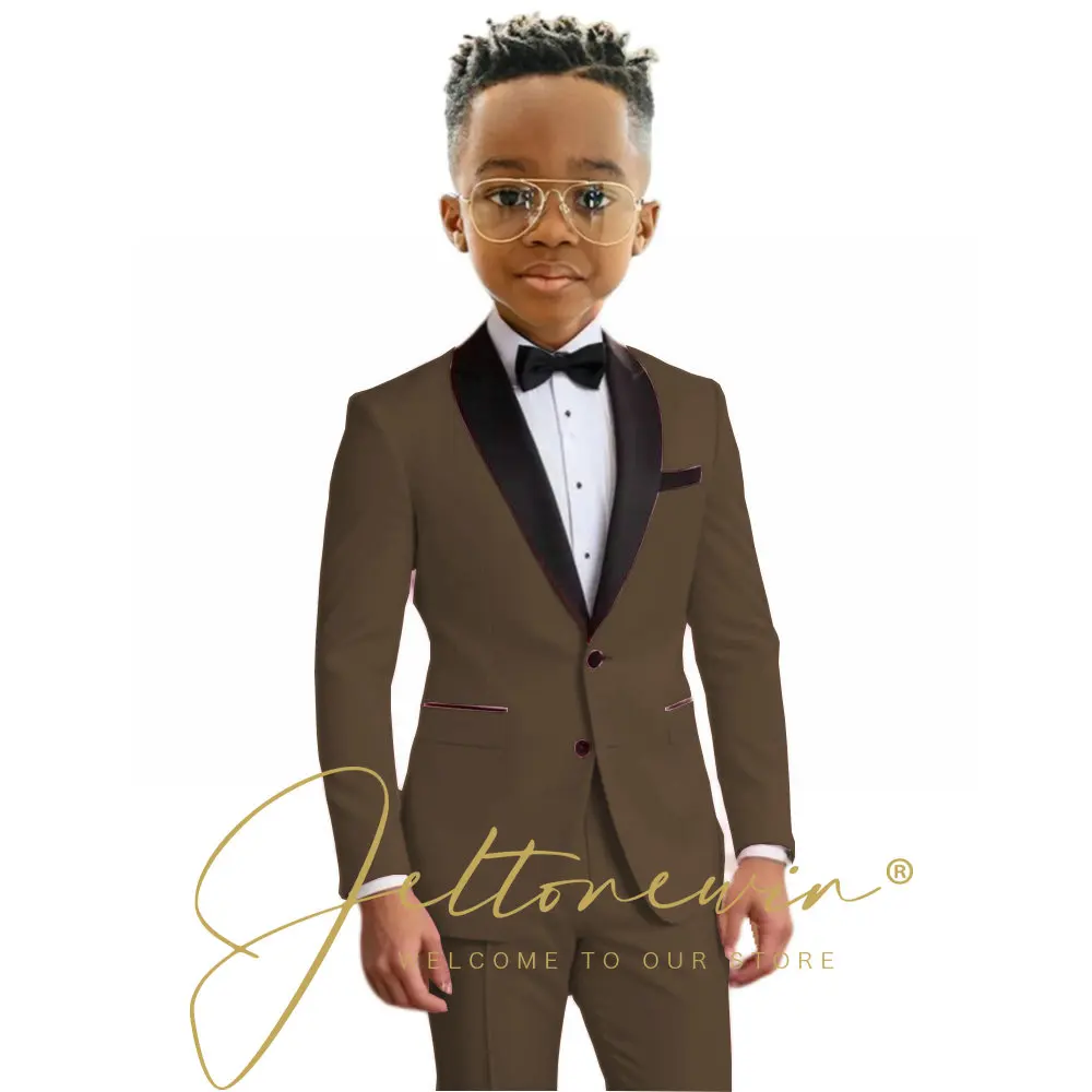 Charming Pink Boys' Two-Piece Formal Tuxedo Set with Shawl Lapel Blazer and Slim Fit Pants