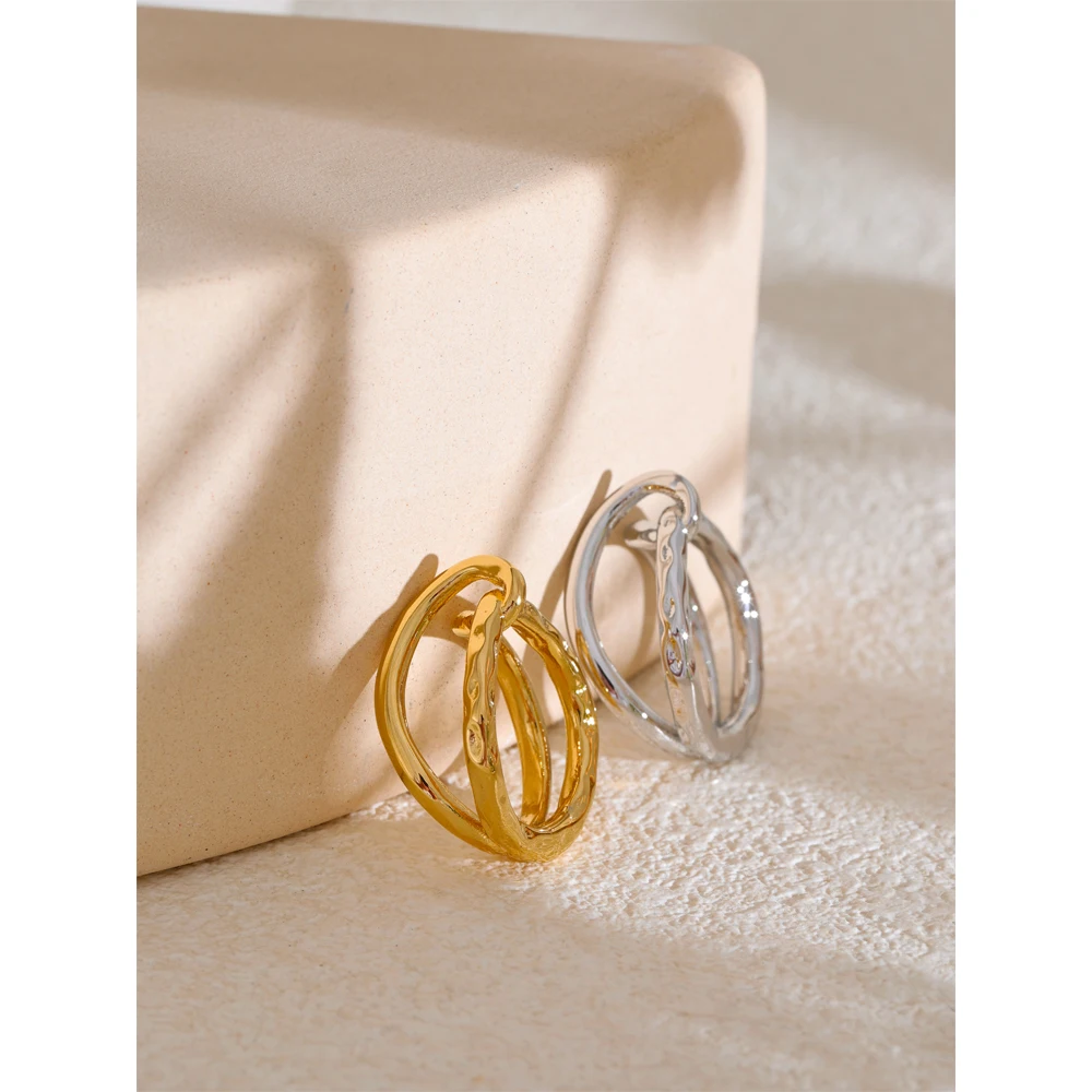 Yhpup 6789# Distinctive Stainless Steel Metal Geometric Fashion Ring for Women