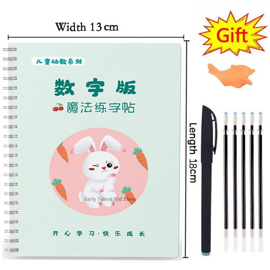 Reusable 3D Groove Learn English Copybook Calligraphy Handwriting Learn Math Draw Book Writing For Kid Pen Control Training Gift