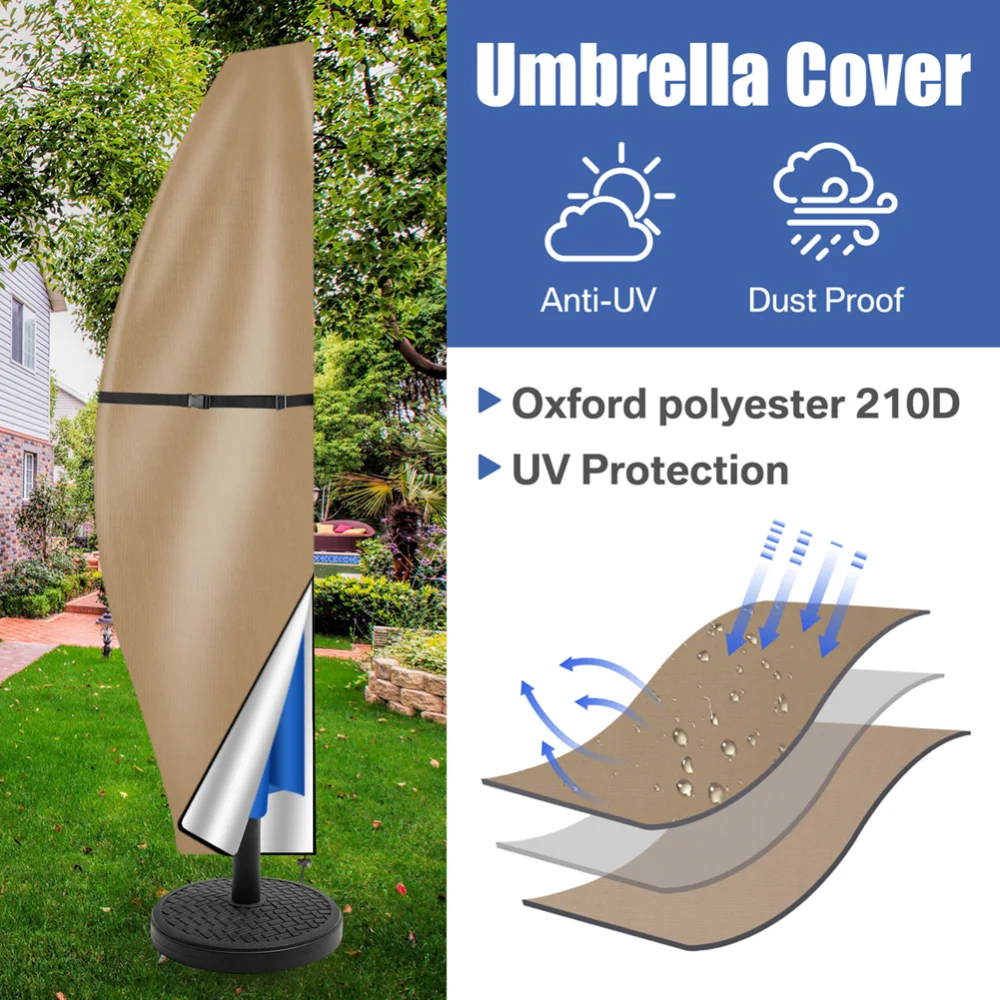 Umbrella Covers with Rod & Pull Ring for Outdoor Umbrellas Patio Umbrella Cover Waterproof Windproof Anti-UV Garden Parasol umbrella cover