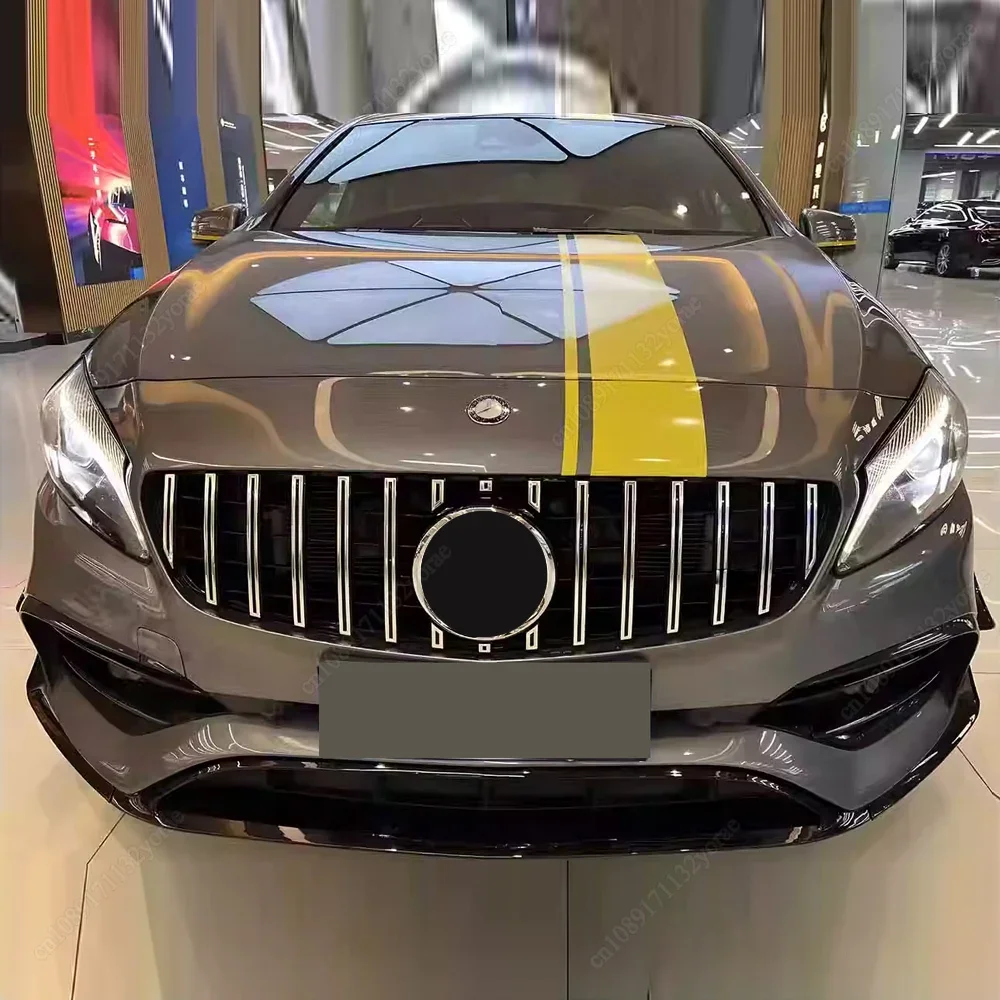 메르세데스 벤츠용 GT 스타일 전면 범퍼 그릴 글로스, 블랙 튜닝, 메르세데스 벤츠 W176 A160 A180 A200 A220 A250 A45 AMG 페이스리프트 2016-2018