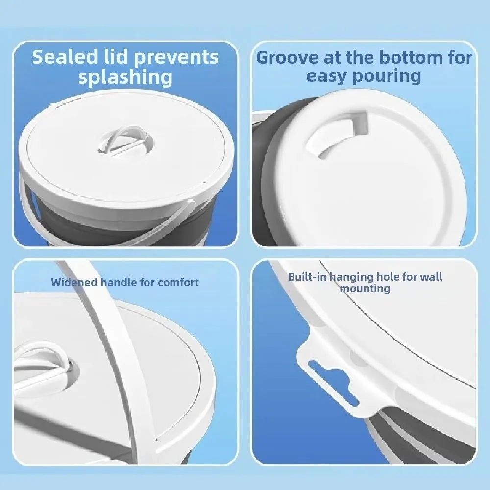 10L Folding Bucket Thicken Space Saving Foot Soaking Bucket Compact Foldable Collapsible Wash Basin Water-sprinkling Festival