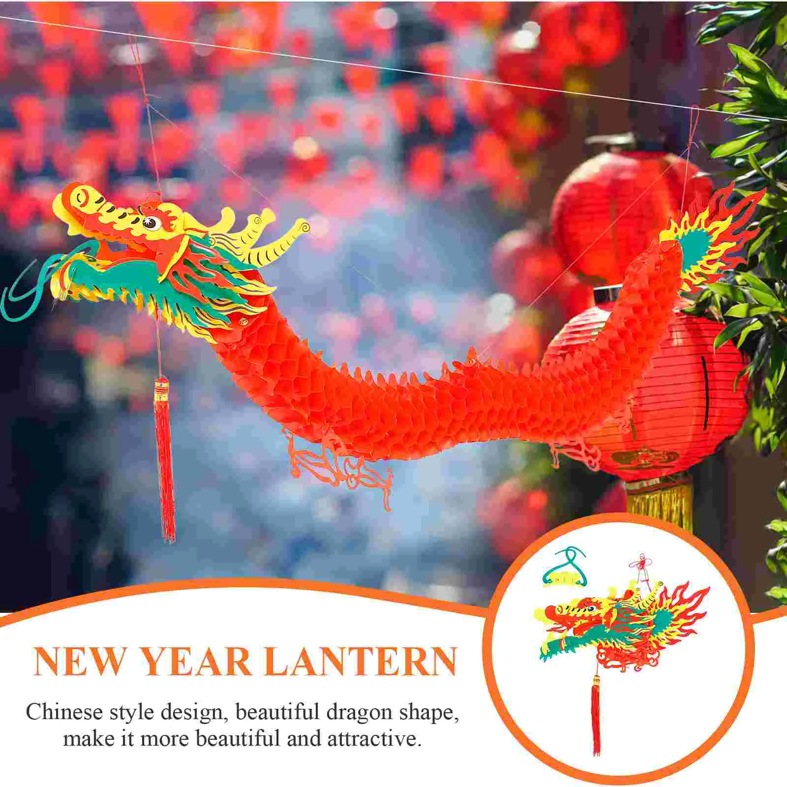 1.5M Chinese New Year Spring Festival Dragon Lantern Plastic Hanging Lantern Ornaments for Decoration 6