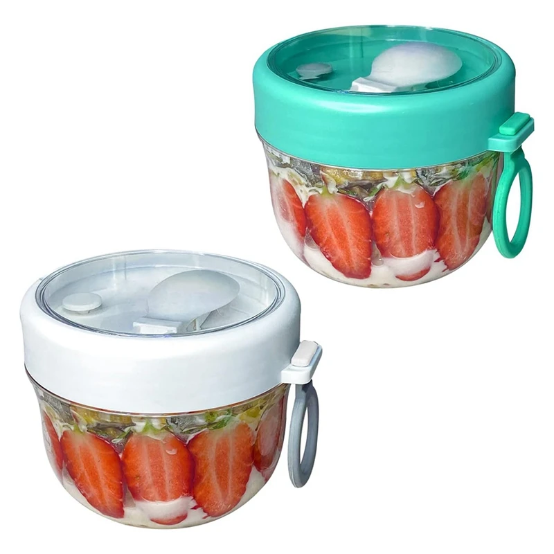 

New 600Ml Portable Breakfast Cup Multifunction Transparent Overnight Oat Food Container With Lid And Spoon