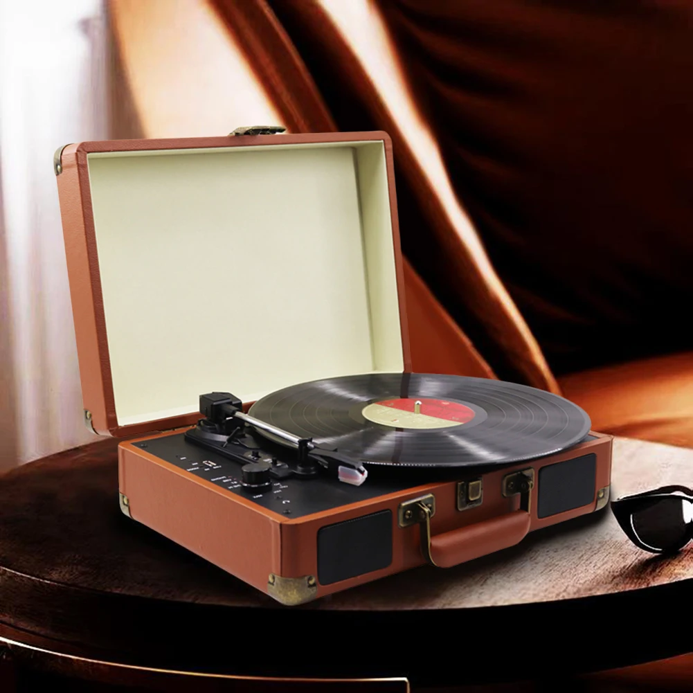 Retro Vinyl Record Player Bluetooth-Compatible Turntable Record Player 33/45/78RPM Phonograph for Entertainment