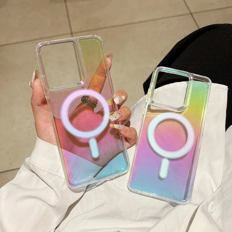 Gradient Color Magnetic Clear Soft Shell Case with Mag-safe Compatibility
