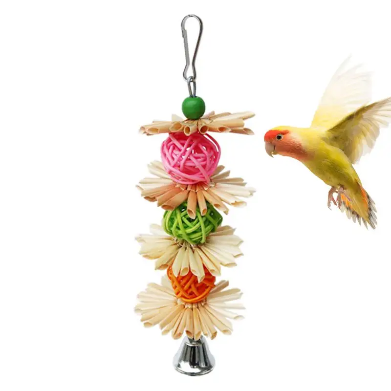 Colorful Parrot Chew Foraging  Toys Parakeet Shredding Toys With Metal Hook For Parakeets Small Parrot Cockatiel Chew  Toys