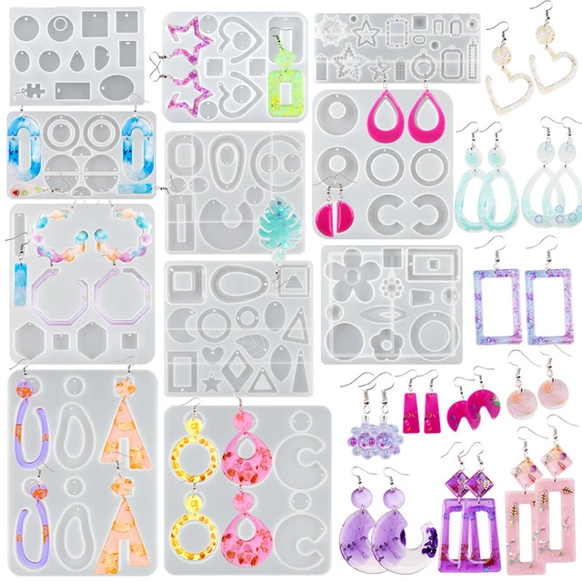 Silicone Earring Mold Earring Resin Mold Jewelry Making Casting Tools  Earring Hooks for Craft DIY Charms