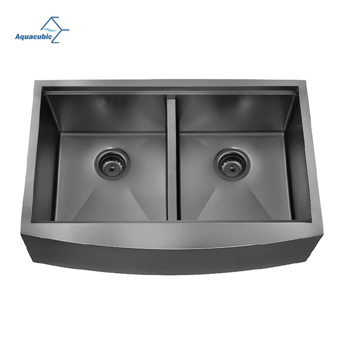 

Ready to Ship Farmhouse Double Bowl Gunmetal Black Workstation Sinks 304 Stainless Steel kitchen sink with ledgeLocal stock