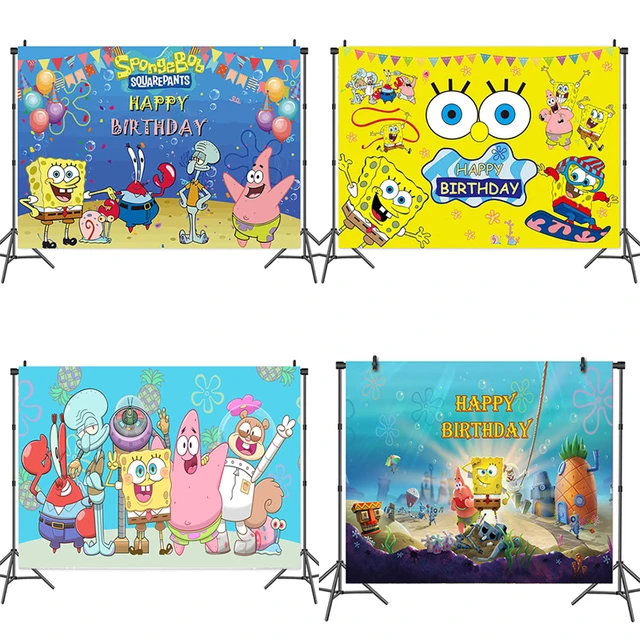 SpongeBob SquarePants Patrick Star Theme Vinyl Background Photography Wall  Hanging Children's Birthday Party Photo Decoration