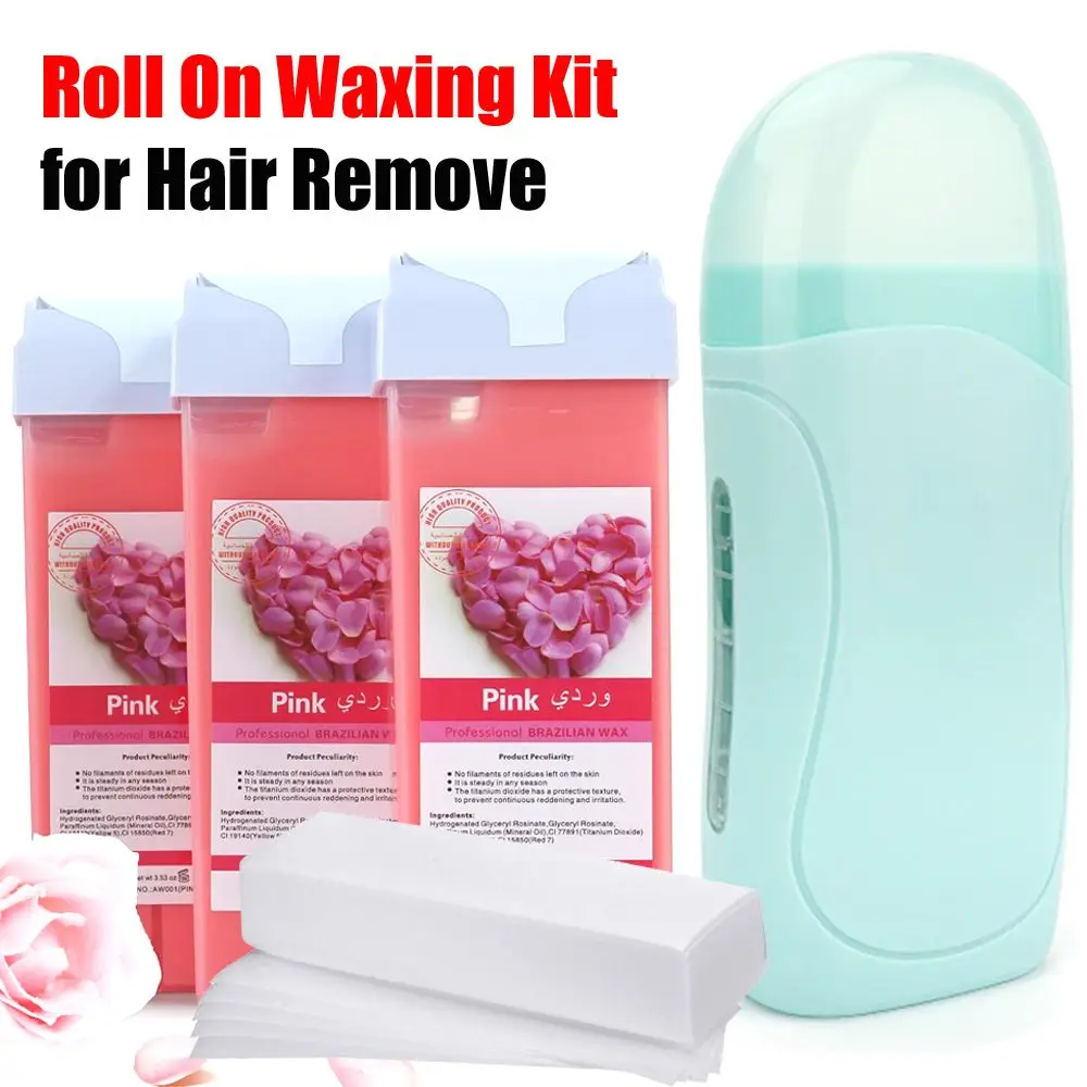 New Roll on Wax Unisex Depilatory Cream Hair Removal Roller Wax Heater Waxing Hot Cartridge Warmer Equipment Tool Waxing Kit 4