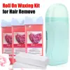 New Roll on Wax Unisex Depilatory Cream Hair Removal Roller Wax Heater Waxing Hot Cartridge Warmer Equipment Tool Waxing Kit 4