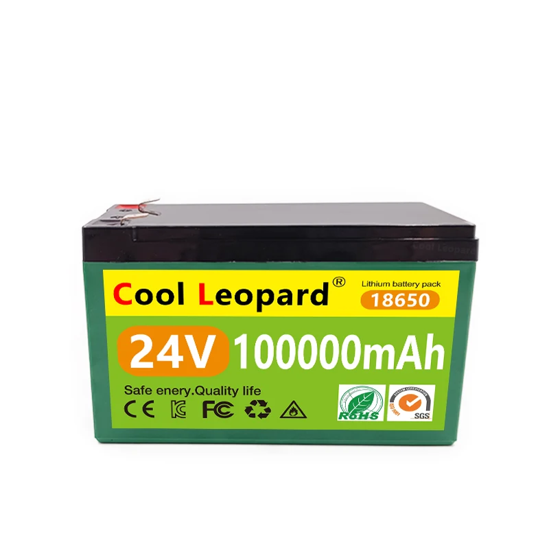 Cool Leopard-batería de litio de 24V, 100AH, 18650, para luz de calle Solar Lnverter, e-bike Scooter + cargador de 25,2 V, 2A, BMS incorporado