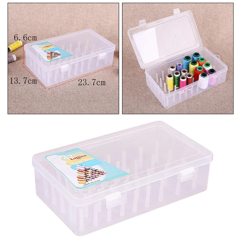 Sewing Storage Box Sewing Thread Storage Box 42 Pieces Spools Bobbin Carrying Case Container Holder Craft Spool Organizing Case