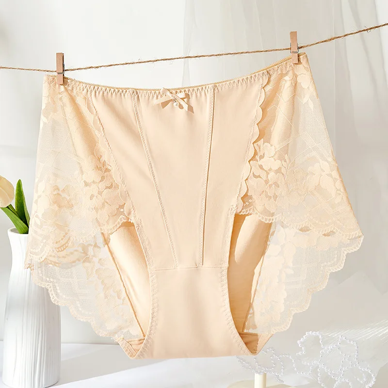 New Plus Size Lace Panties High Waist Modal Underwear for Women 60-105kg Summer Thin Sexy