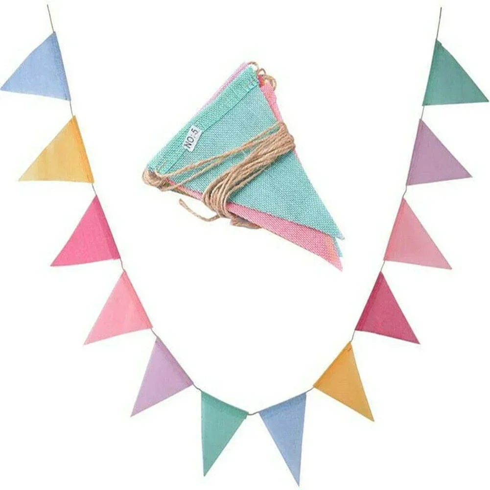 Party Decorations 12 Flags Multicolor Felt Banner Garlands Wedding Bunting Pennant Birthday Party Baby Shower DIY Hanging Garland Flags