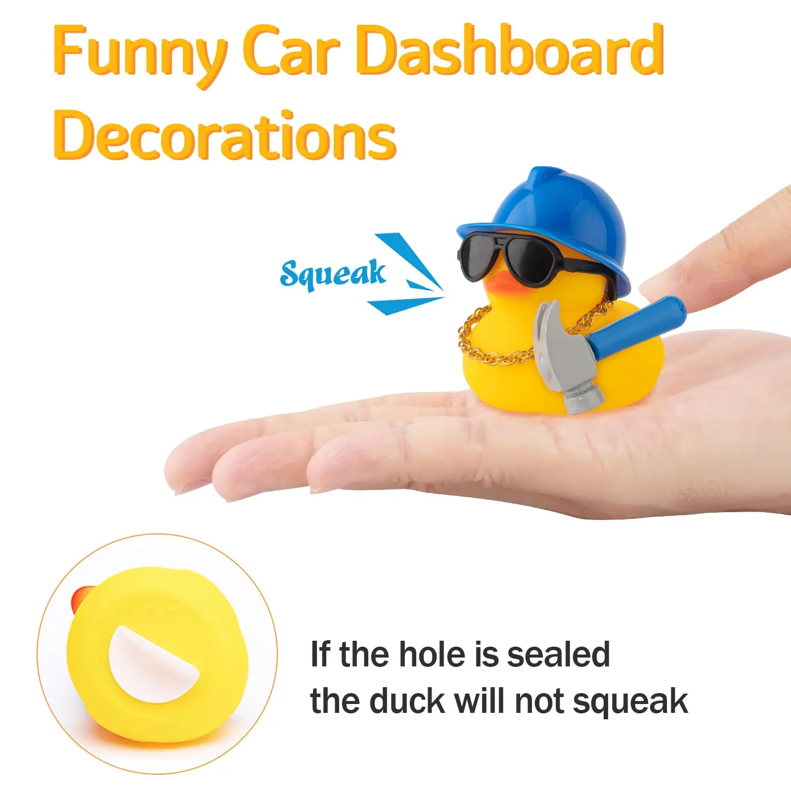 Car Dashboard Decorations Rubber Ducks, Construction Builder Rubber Ducky for Car Ornament Cute Duck with Tool, Hard Hat, Glasse 5