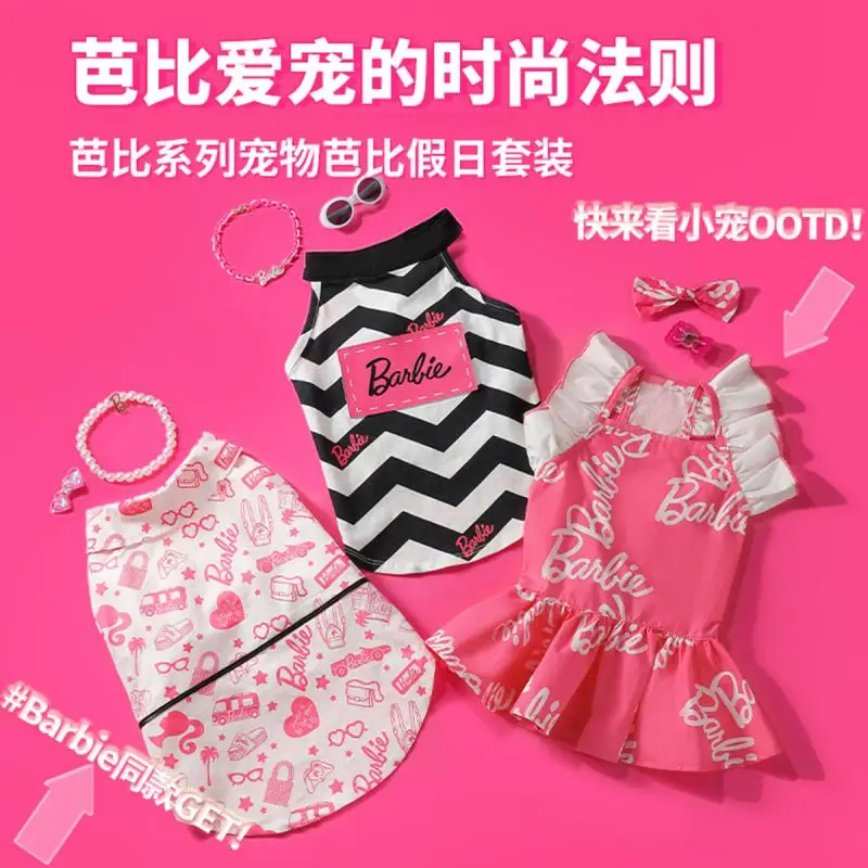 

Мультяшные Барби аниме одежда для домашних животных Ins Милая женская сердца из чистого хлопка приятная на ощупь модная юбка аксессуары праздничные подарки