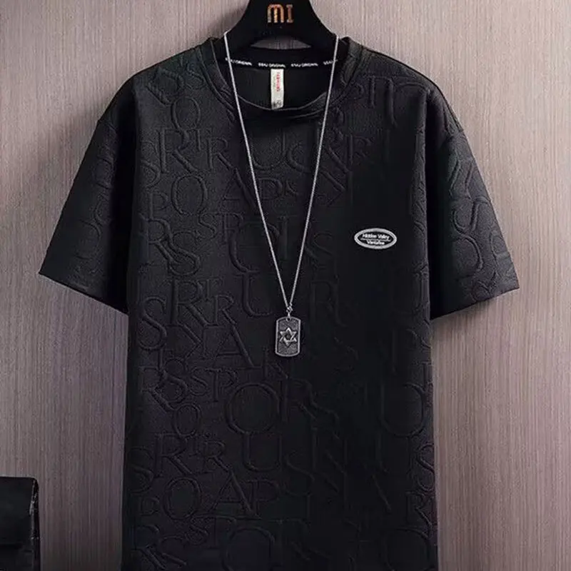 Summer Elegant Fashion Harajuku Slim Fit Ropa Hombre Loose Casual Sport All Match Short Sleeve Tshirts Shorts Two Piece Set