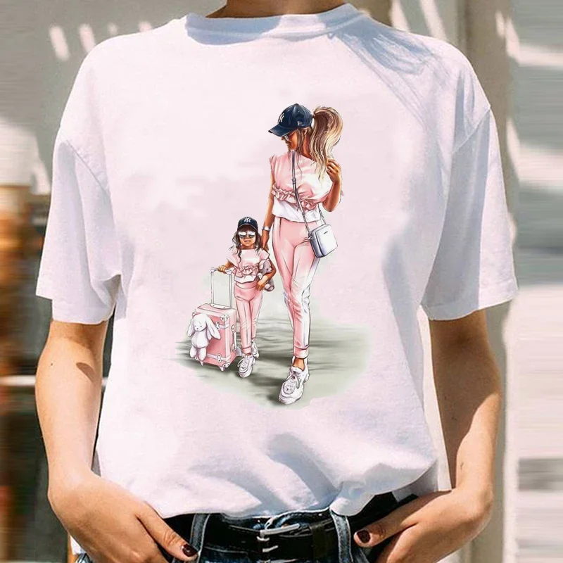 

Футболка женская с мультяшным принтом, на весну/лето, 2024