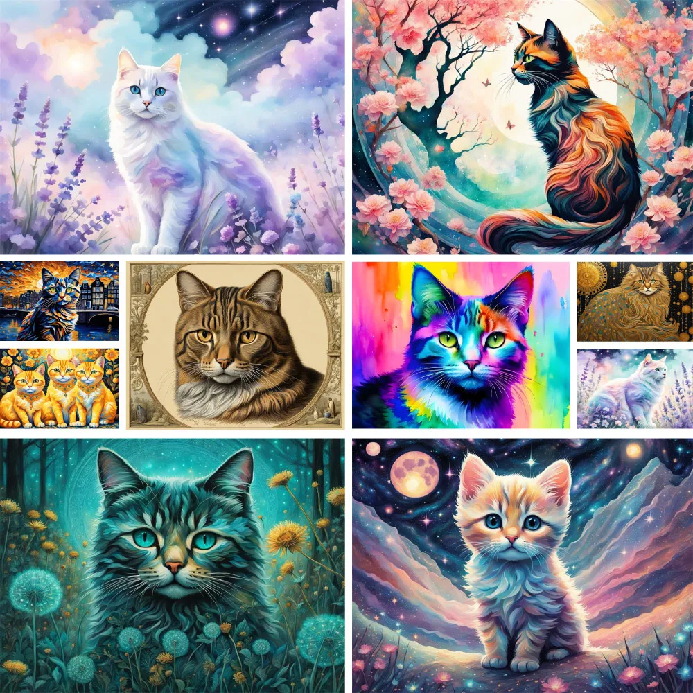 Tier Haustier Katze Bedruckte Leinwand 11CT Kreuzstich DIY Stickerei Komplettset Handarbeit Stricken Hobby Zahnseide Verkaufsgeschenk – Detail 1