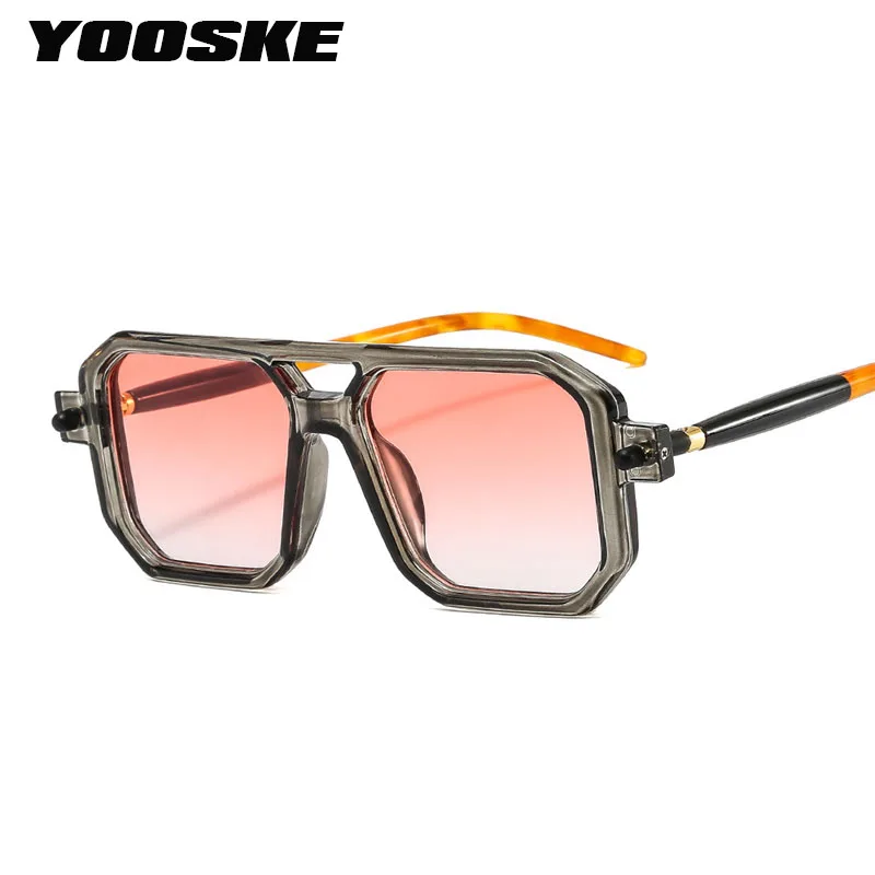 

Double Beam Punk Sunglasses Men Square INS Hip-hop Sun Glasses Women Luxury Brand Designer Vintage PC Eyewear UV400