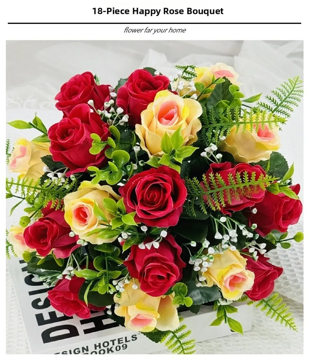 18 Köpfe Echte Glückliche Blumen in 8 Farben für Fotografie, Geschenk zum Valentinstag, Mini-Kristallgras-Bouquet – Detail 14