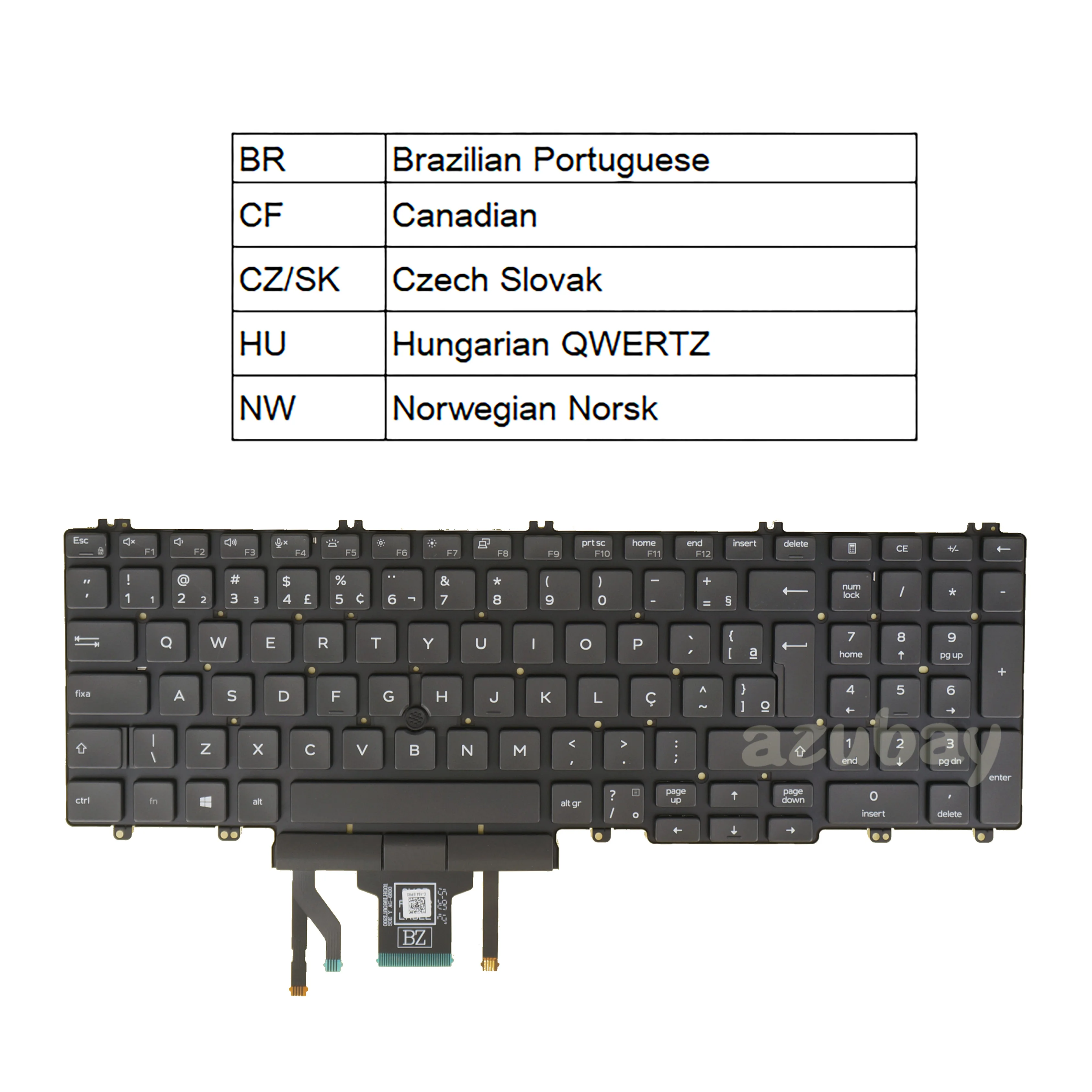 Teclado Retroiluminado para Laptop Dell Latitude 5500 5501 5510 5511 br Português Canadense Tcheco Eslovaco Húngaro Qwertz Norueguês