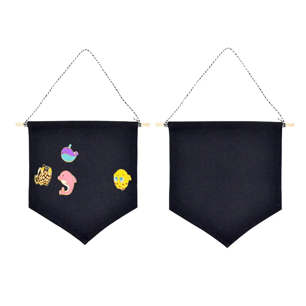 

Pin Display Pennant Banner Enamel Lapel Pin Badge Flag Plain Blank Canvas Wall Banner(Black/S)