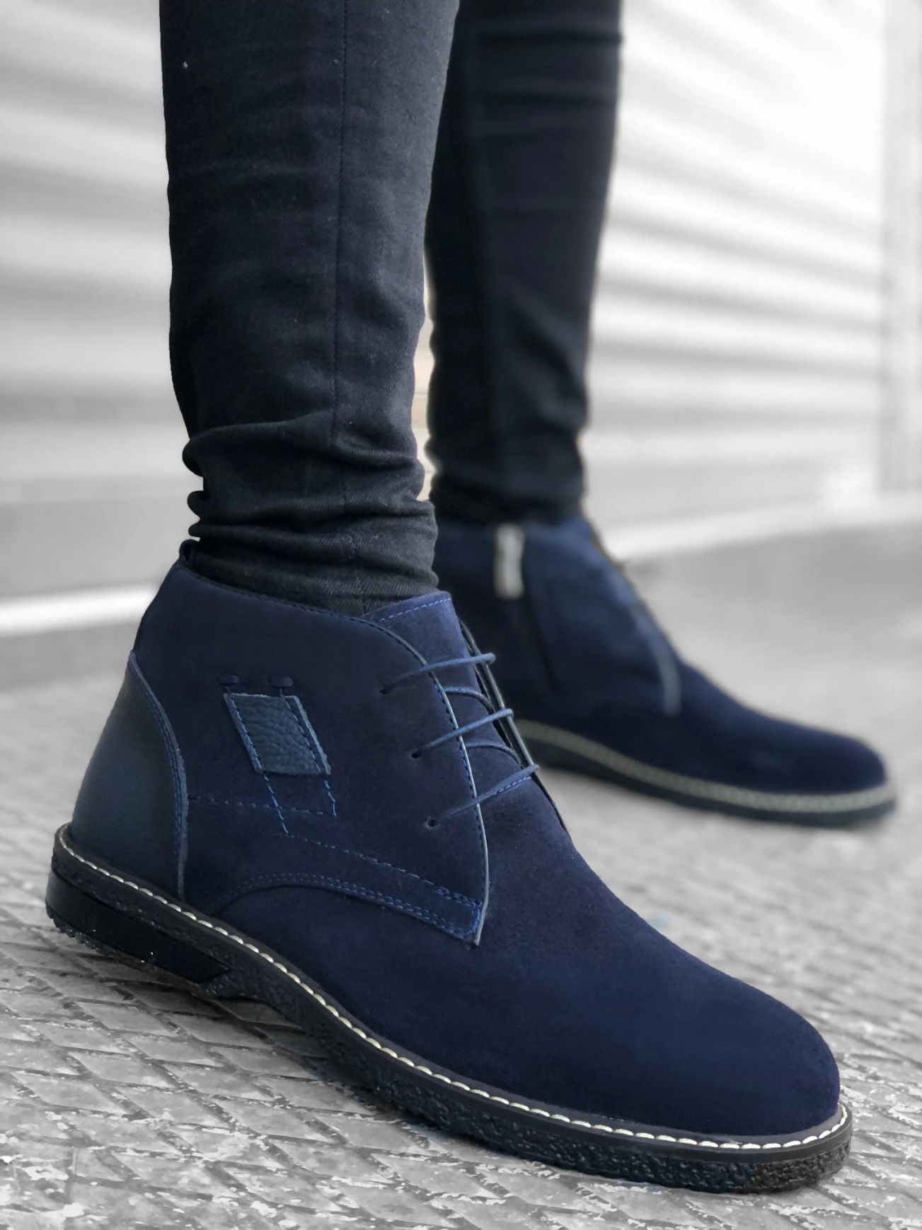 Botas impermeables para botines de piel auténtica, color azul marino, con cremallera, ER0157, 2021|Botas básicas| - AliExpress