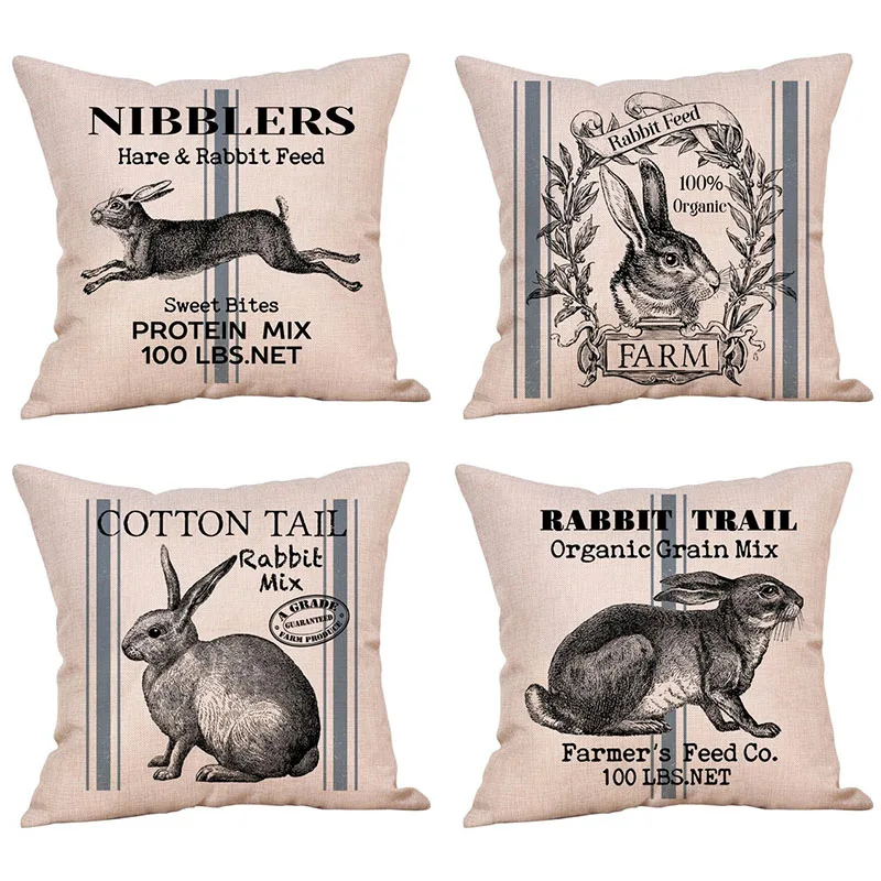 

Easter Party DIY Decor Pillow Covers Easter Eggs Bunny Printed Cushion Cover Kids Gift Home Decoration Linen Pillow Case 45X45cm