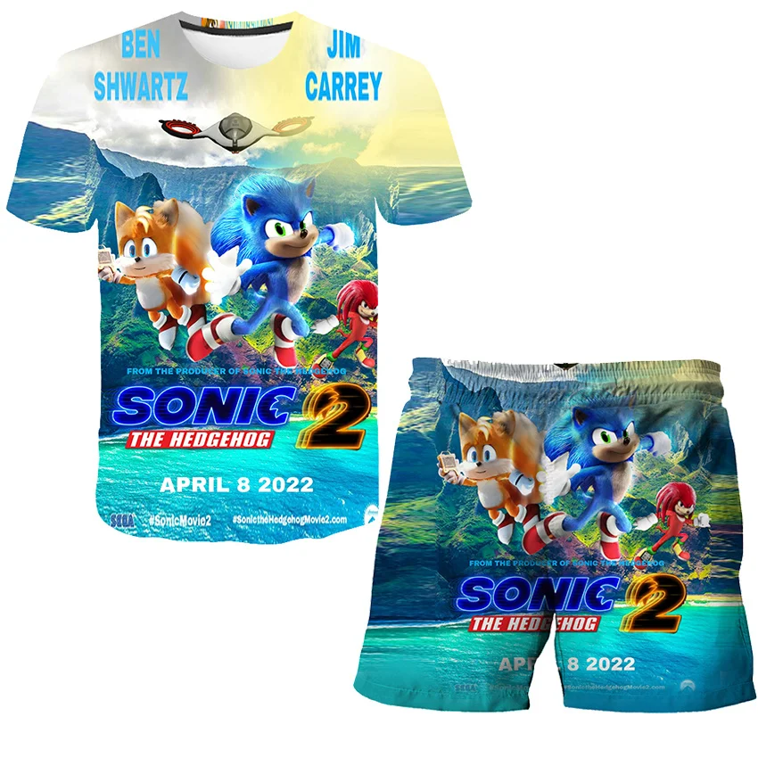 

3D Print 2PCS Boys Girls Summer Clothing Sonic Suit Kids Baby Girls Casual Fashion Short Sleeve T-shirts+Shorts Tracksuits Sets