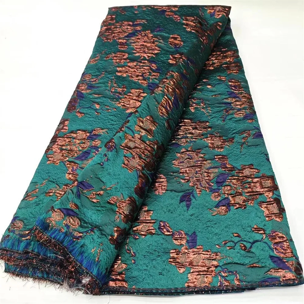 

Темно-зеленая африканская жаккардовая ткань, жаккардовая ткань, новейший цветочный Дамаск, нигерийская позолоченная кружевная ткань, Brocard Fabric 5 ярдов DJB85