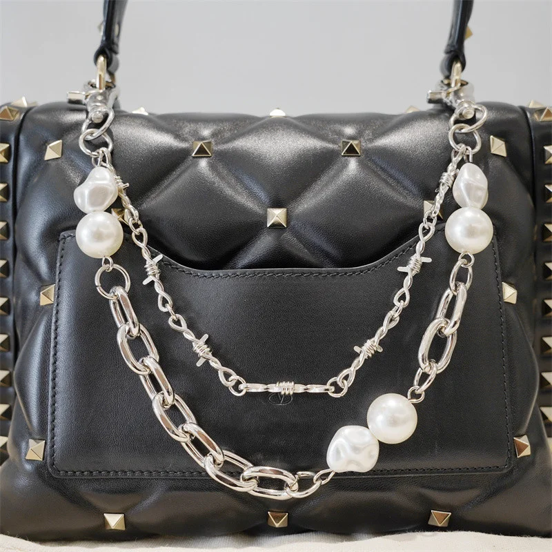 Pearl Metal Bag Chain European and American Decorative Short Chain Fashion Punk Accessories